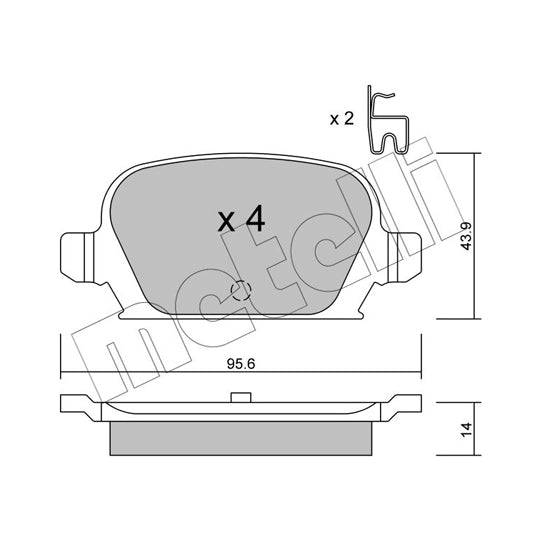 Metelli Brake Pad Set, disc brake to suit Opel
