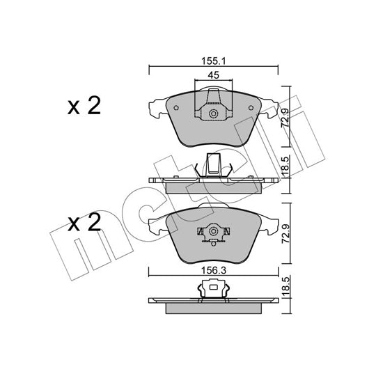 Metelli Brake Pad Set, disc brake to suit Ford, Mazda, Volvo
