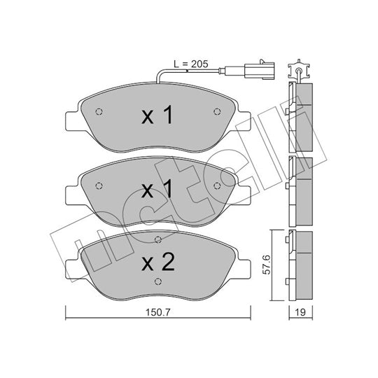Metelli Brake Pad Set, disc brake to suit Fiat, Alfa Romeo, Lancia