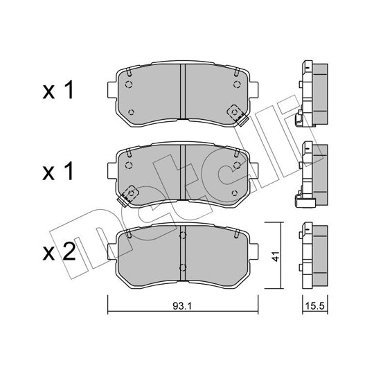Metelli Brake Pad Set, disc brake to suit Hyundai, Kia