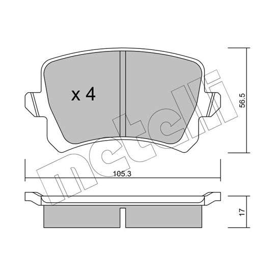 Metelli Brake Pad Set, disc brake to suit Audi, VW, Seat