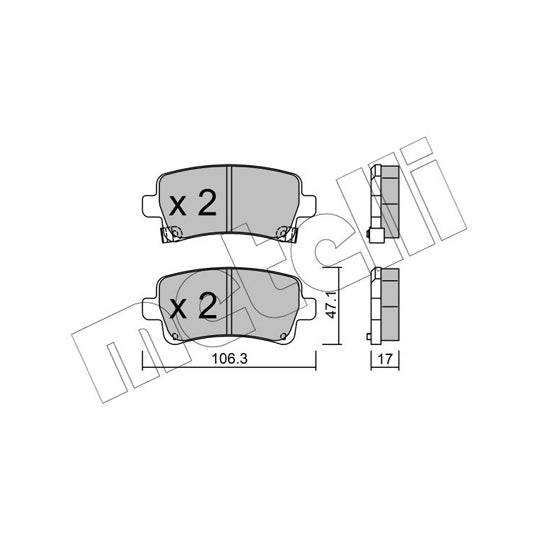 Metelli Brake Pad Set, disc brake to suit Chevrolet, Opel, Vauxhall