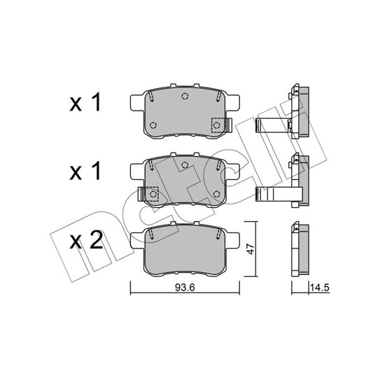 Metelli Brake Pad Set, disc brake to suit Honda