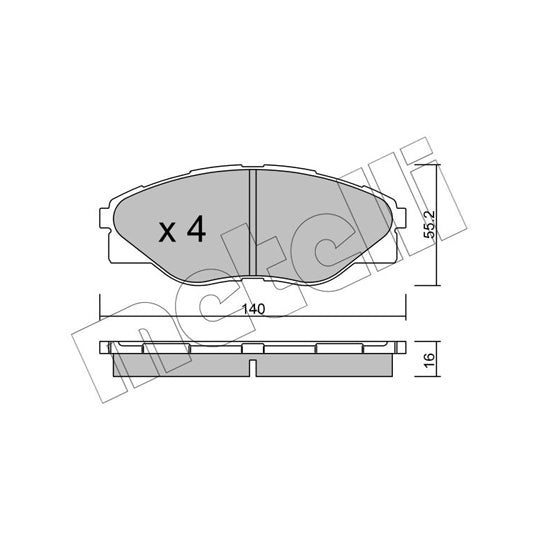 Metelli Brake Pad Set, disc brake to suit Toyota