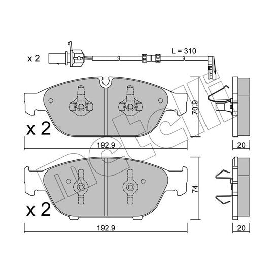 Metelli Brake Pad Set, disc brake to suit Audi