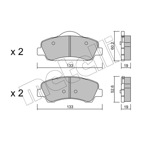 Metelli Brake Pad Set, disc brake to suit Peugeot, Citroën