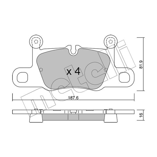 Metelli Brake Pad Set, disc brake to suit Porsche