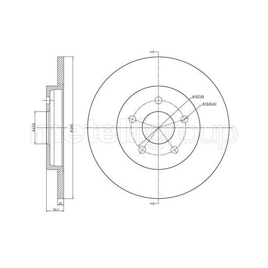 Metelli Brake Disc to suit Ford, Jaguar