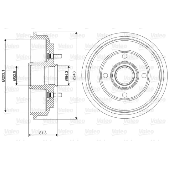 Valeo Brake Drum to suit Ford