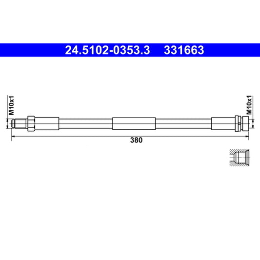 Ate 24.5102-0353.3 Brake Hose to suit Ford
