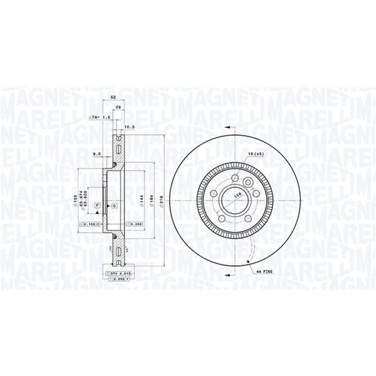 Magneti Marelli Brake Disc to suit Ford, Land Rover, Volvo