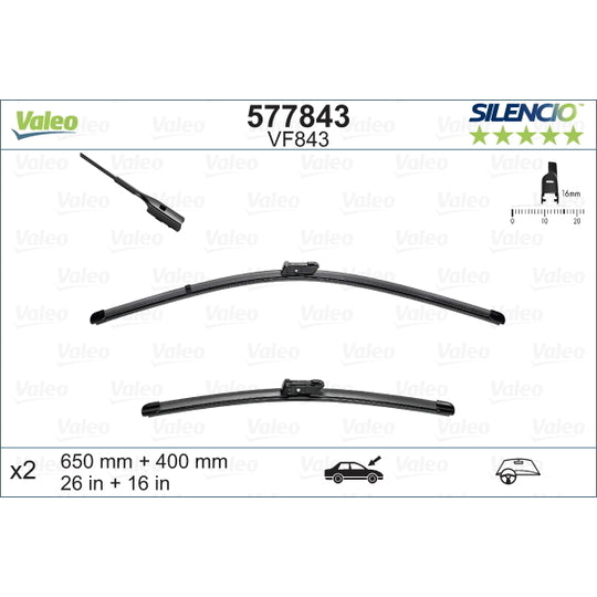 Valeo Wiper Blade to suit BMW, Citroën, Seat