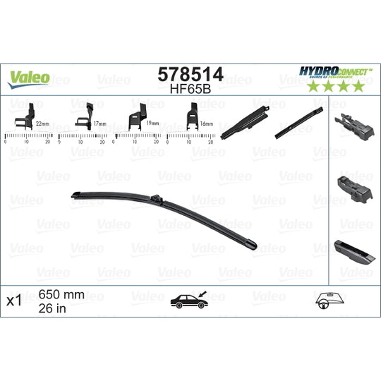 Valeo Wiper Blade to suit Ford, Mercedes-Benz, Peugeot