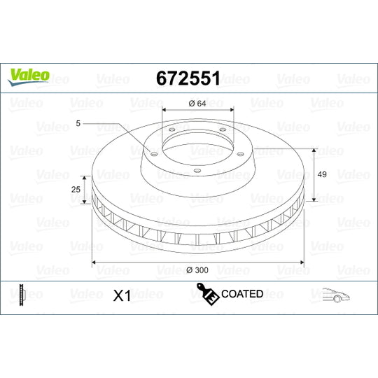 Valeo Brake Disc to suit Ford, Volvo