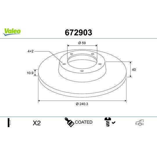 Valeo Brake Disc to suit Ford, Fiat, Abarth