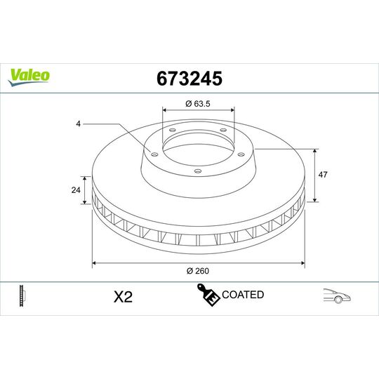 Valeo 673245 Brake Disc to suit Ford