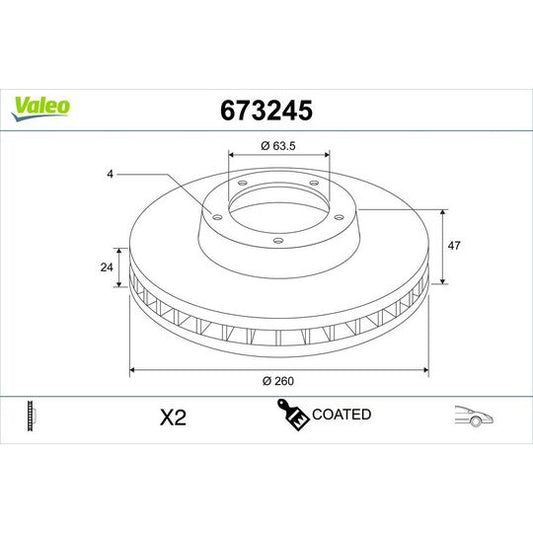 Valeo 673245 Brake Disc to suit Ford