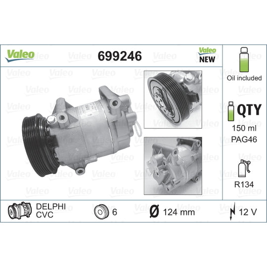 Valeo Compressor, air conditioning to suit Nissan, Renault