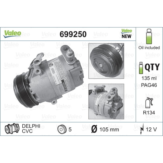 Valeo Compressor, air conditioning to suit BMW, Opel, Vauxhall