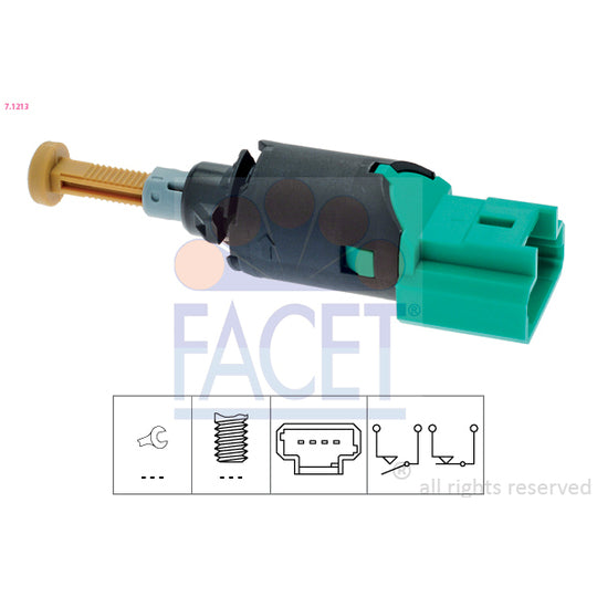 Facet 7.1213 Brake Light Switch to suit Peugeot, Citroën, Fiat