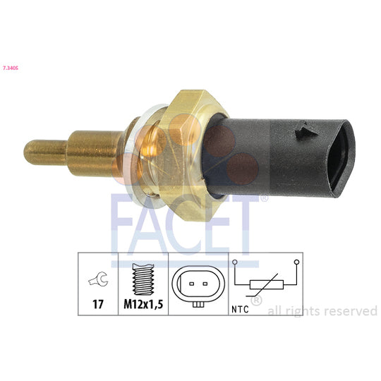 Facet 7.3405 Sensor, coolant temperature to suit Toyota, BMW, Citroën