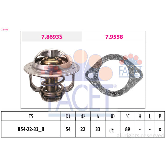Facet Thermostat, coolant to suit Chevrolet, Opel, Vauxhall
