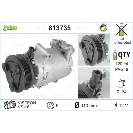 Valeo 813735 Compressor, air conditioning to suit Ford, Volvo