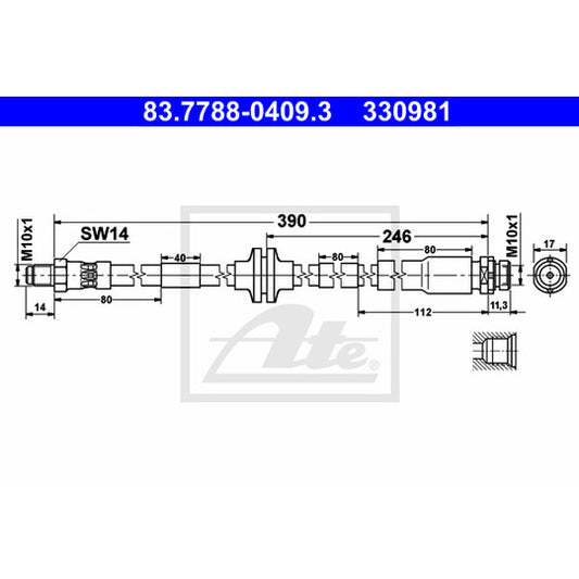 Ate Brake Hose to suit Ford