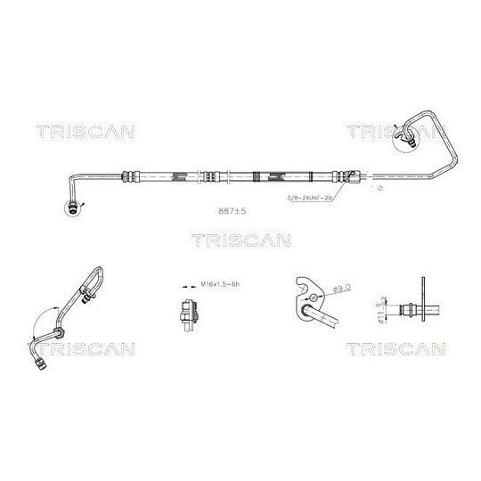 Triscan Hydraulic Hose, steering to suit Ford