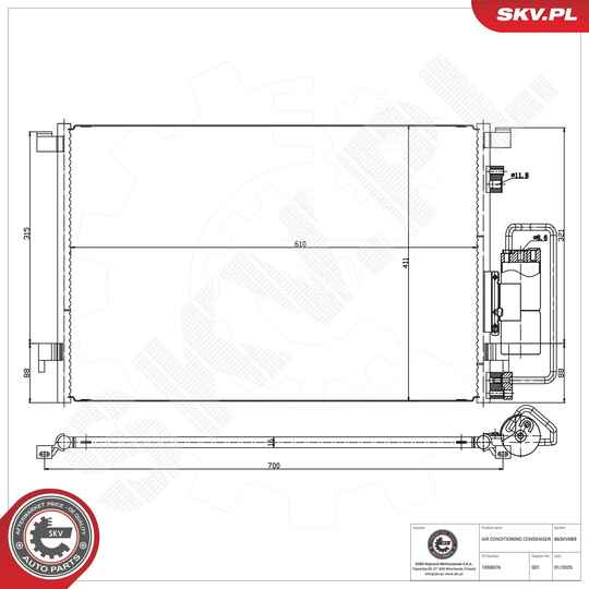 Esen Skv 86SKV089 Condenser, air conditioning to suit Fiat, Opel, Vauxhall