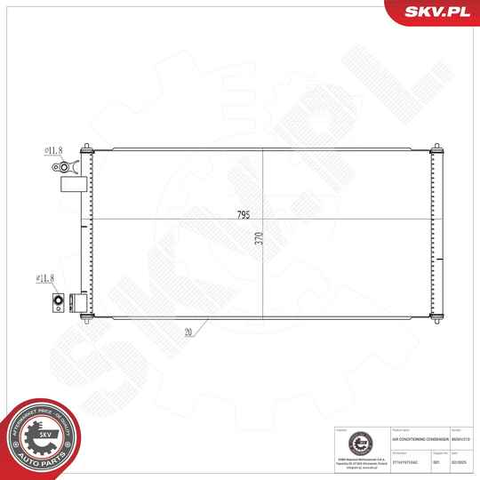 Esen Skv Condenser, air conditioning to suit Ford