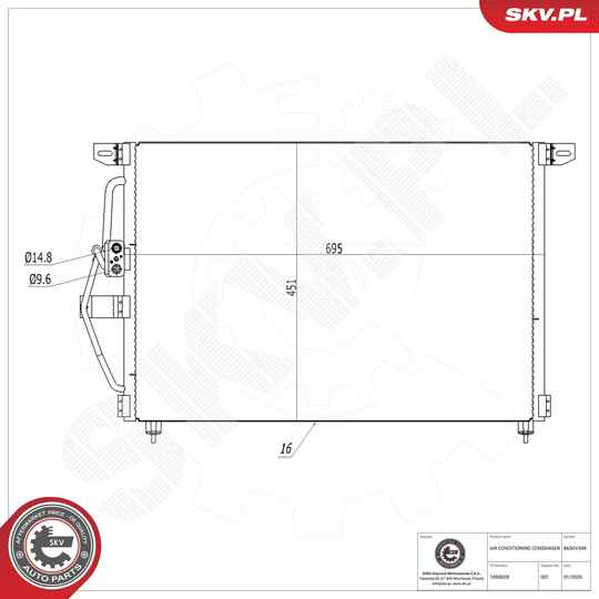 Esen Skv 86SKV349 Condenser, air conditioning to suit Opel, Vauxhall