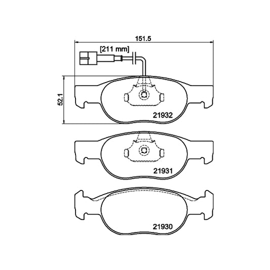Hella Pagid Brake Pad Set, disc brake to suit Fiat, Alfa Romeo