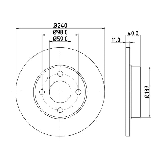 Hella Pagid Brake Disc to suit Ford, Fiat, Alfa Romeo