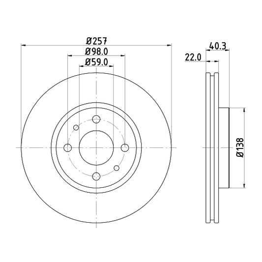 Hella Pagid Brake Disc to suit Peugeot, Citroën, Fiat