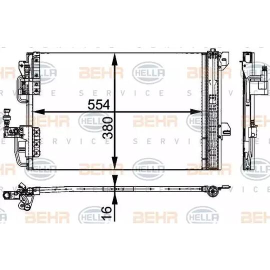 Hella 8FC 351 317-534 Condenser, air conditioning to suit Opel, Vauxhall