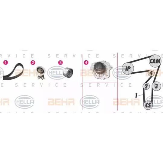 Hella Water Pump & Timing Belt Set to suit Fiat, Opel, Vauxhall