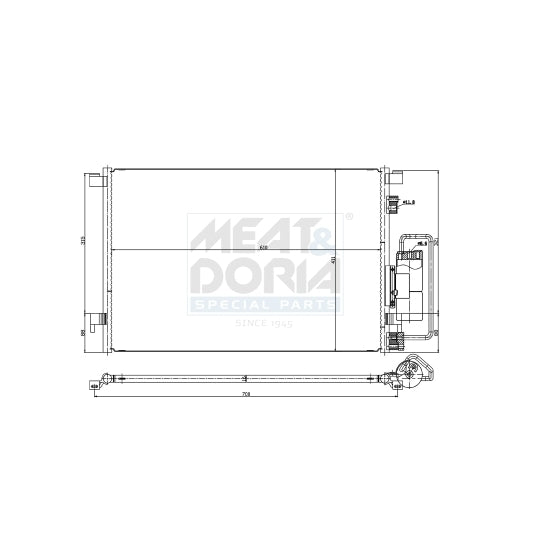 Meat & Doria 991170 Condenser, air conditioning to suit Fiat, Opel, Alfa Romeo