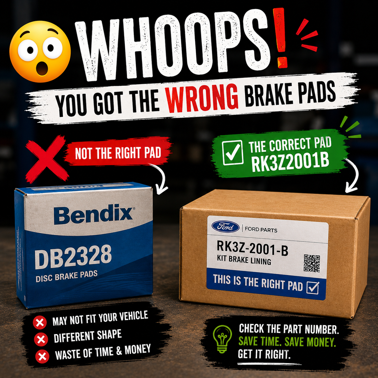 Ford Transit Genuine Front Brake Pads RK3Z2001B | Correct Alternative to DB2328