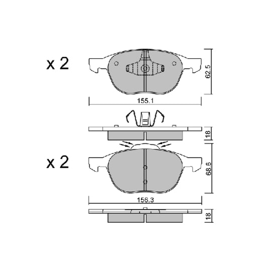 Aisin Brake Pad Set, disc brake to suit Ford, Volvo
