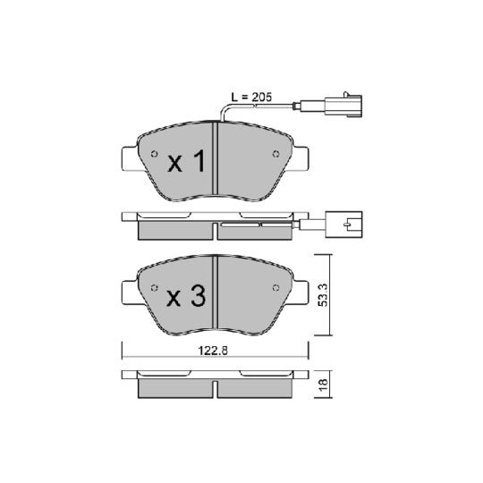 Aisin Brake Pad Set, disc brake to suit Peugeot, Citroën, Fiat