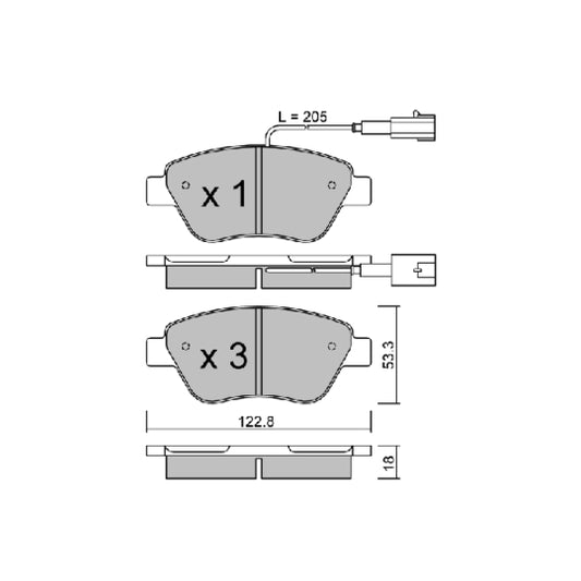 Aisin Brake Pad Set, disc brake to suit Peugeot, Citroën, Fiat