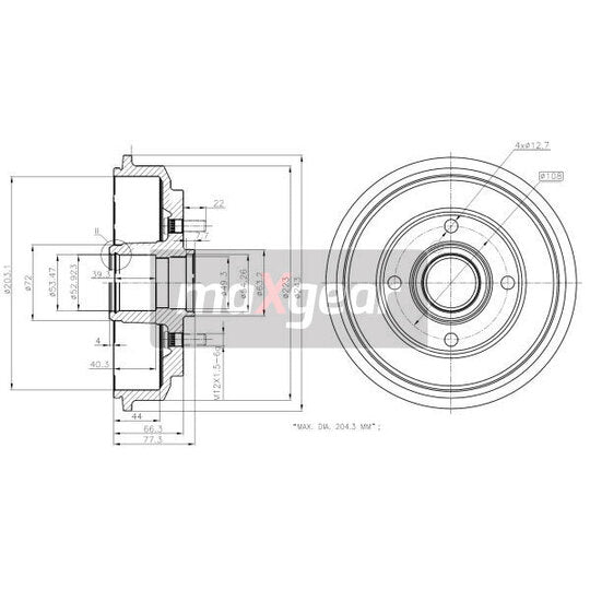 Maxgear Brake Drum to suit Ford, Mazda