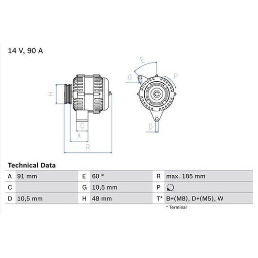 Bosch Alternator to suit Mercedes-Benz, Ssangyong