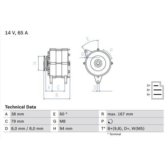 Bosch Alternator to suit Ford, Case, Perkins