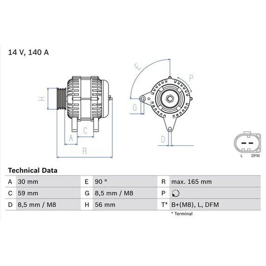 Bosch Alternator to suit Audi, VW, Skoda
