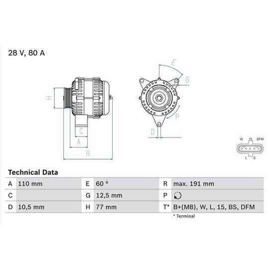Bosch Alternator to suit Mercedes-Benz