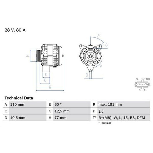 Bosch Alternator to suit Mercedes-Benz