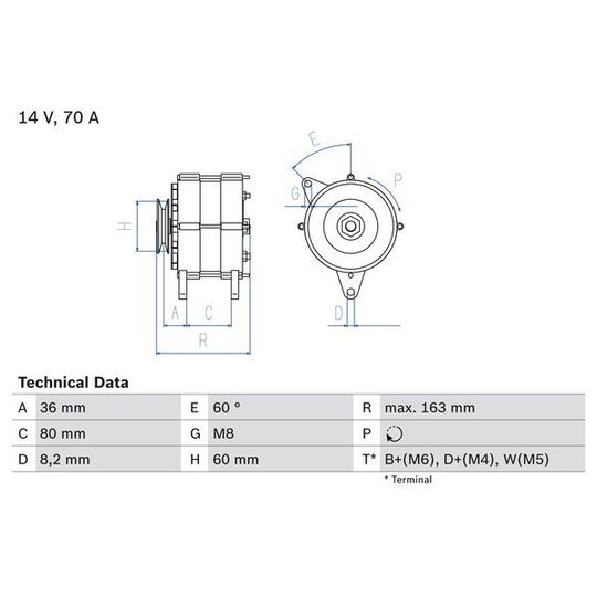 Bosch Alternator to suit Ford, Land Rover, Rover