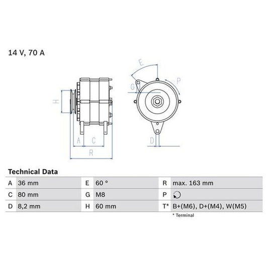 Bosch Alternator to suit Ford, Land Rover, Rover
